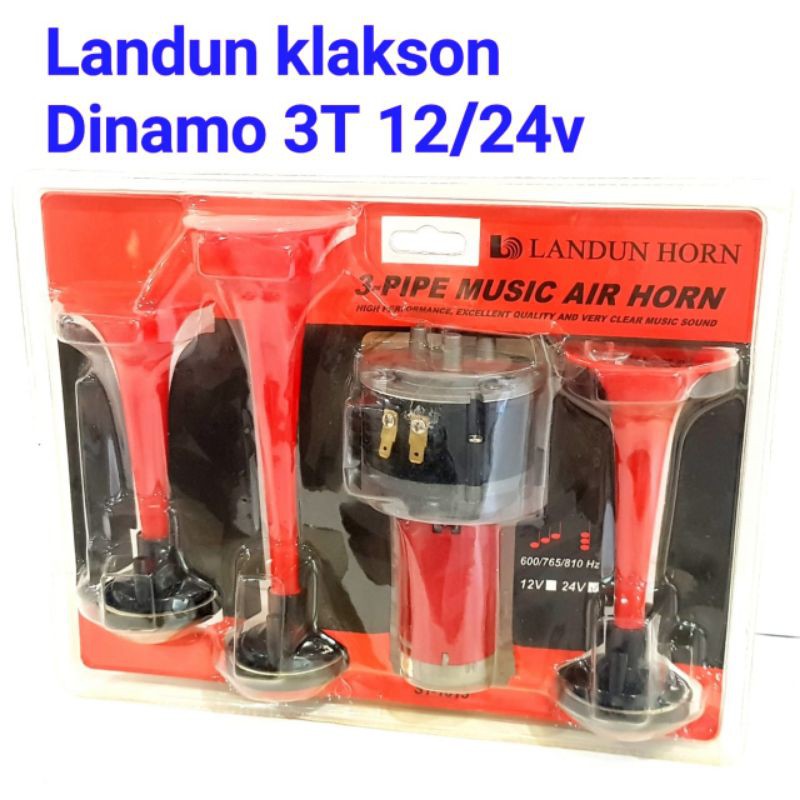 klakson horn sirene trompet terompet 3 corong telolet 12 / 24 volt dinamo mobil bus dan truck