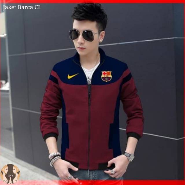 Jaket Barca CL Jaket Jacket Pria Cowok Cowo Jepang Korea Trendy Modern terkini babyterry merah maroo