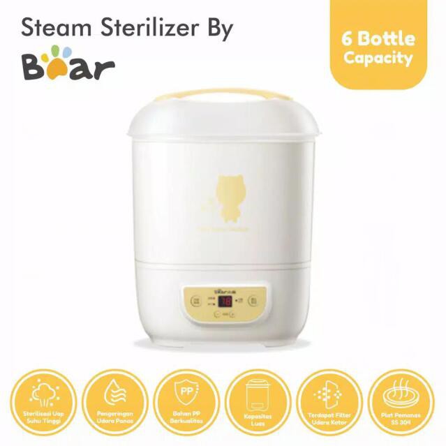 glinkshop BEAR Bottle Sterilizer &amp; Dryer XDG-A06B1 Capacity 6 Bottles Alat Baby Bottle Sterilizer Bear BEAR Pengering Botol Susu Bayi Baby Bottle Sterilizer &amp; Dryer Steril