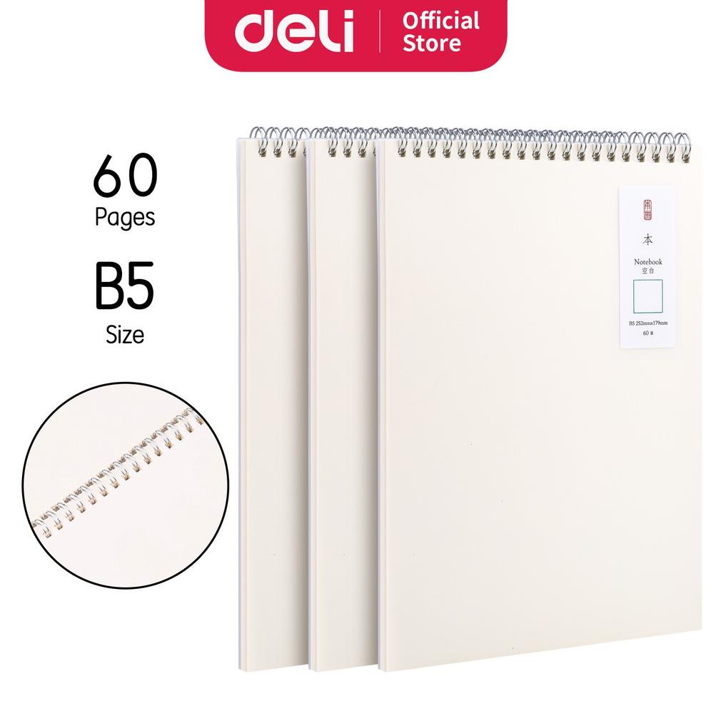 

((BISA COD)) Deli Spiral Notebook / Buku Spiral A5/B5 60 halaman Cover PP Transparant Waterproof LPA560 LPB560