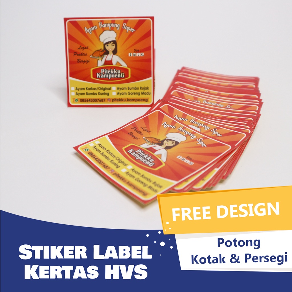 

Cetak Stiker Sticker Custom Label Brand Nama Logo Produk Olshop Online Shop Kemasan Cromo HVS Custom