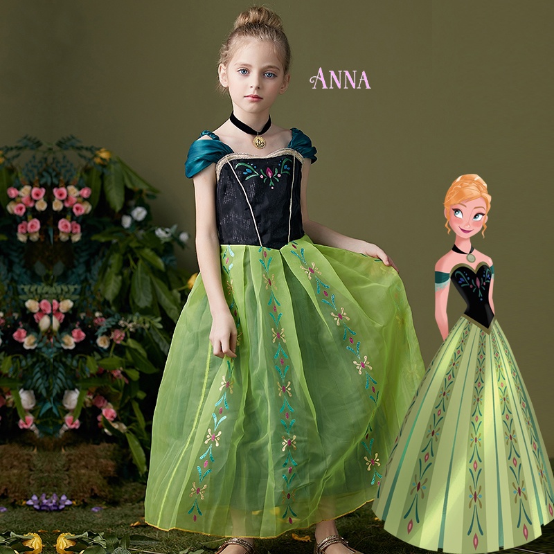 Frozen Princess Kostum Cosplay Pesta Elsa Dress anak Putri Makeup party untuk gaun Anak Perempuan