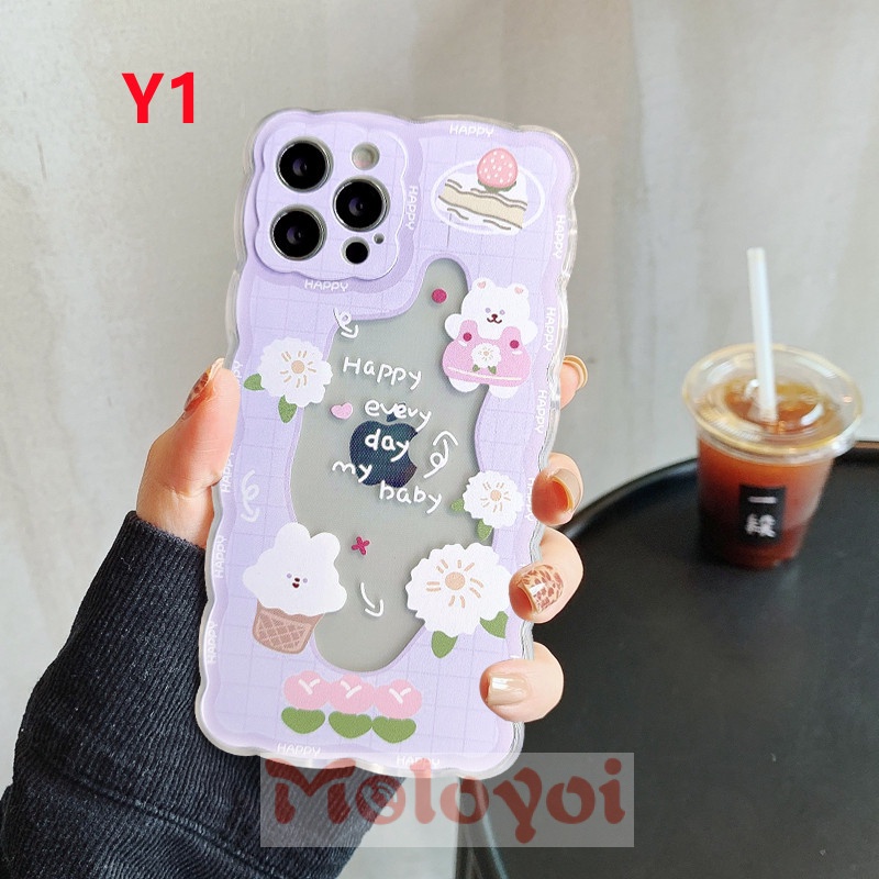 Soft Case Tpu Tebal Motif Beruang / Kelinci Untuk Iphone Xr 7 8 Plus Xs Max X 12 11 13 Pro Max