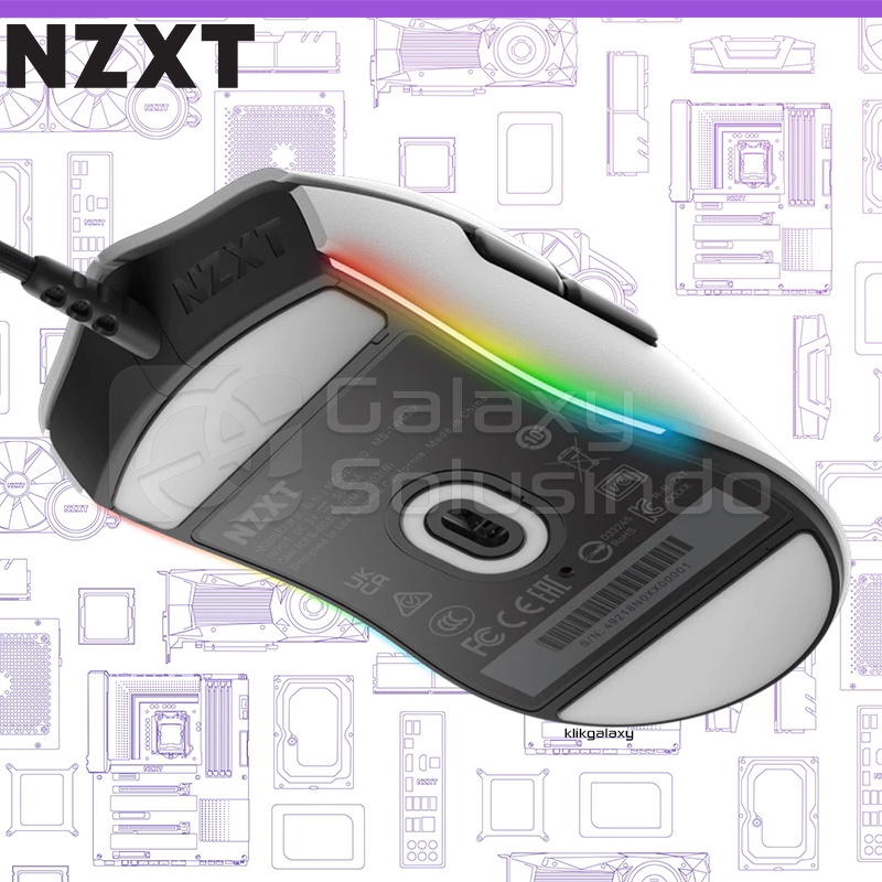 NZXT LIFT Lightweight Ambidextrous Gaming Mouse - White