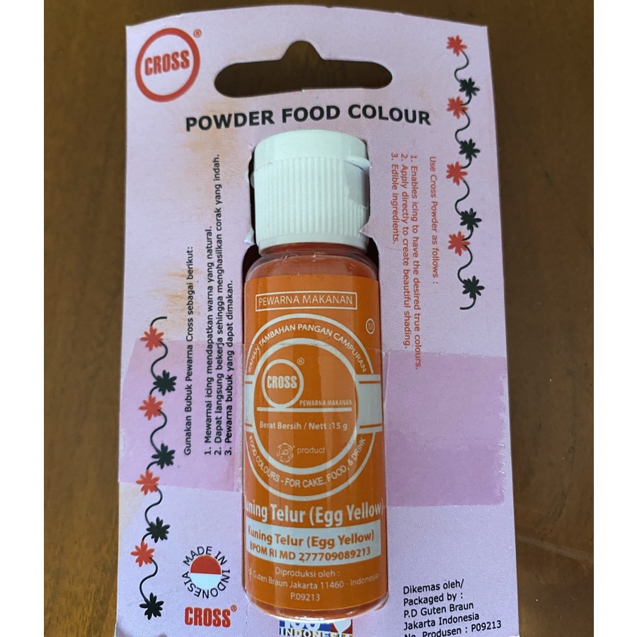 

Cross Food coloring powder 15gr Egg yellow pewarna bubuk kuning telur