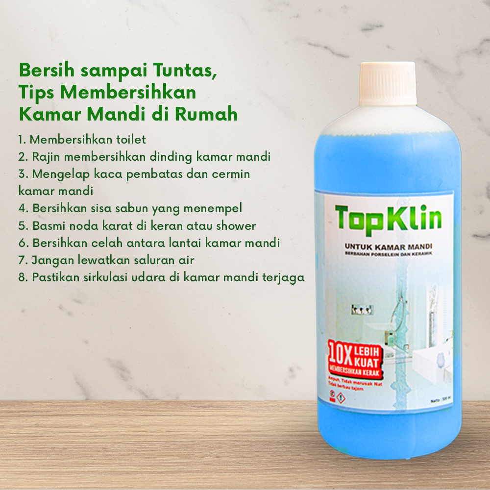 Pembersih Kerak Kamar Mandi dan Keramik Toilet TOP KLIN 500 ml Porselen Ekstra Kuat Ampuh Membersihkan Kerak Membandel