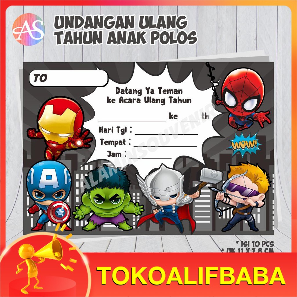 Undangan Ulang Tahun Avenger Super Hero Anak