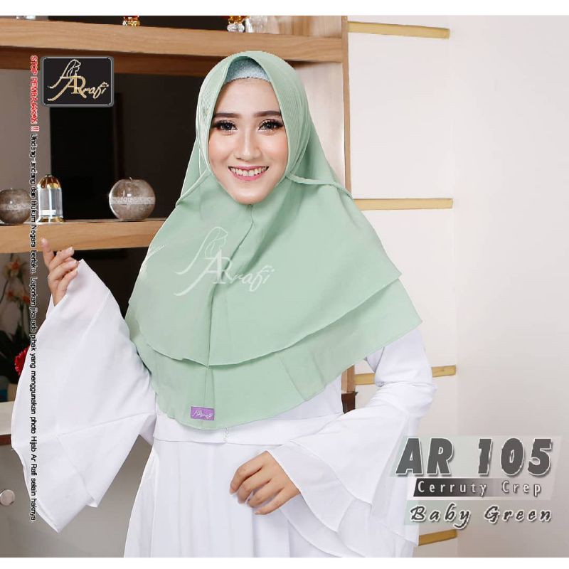Hijab arrafi kode AR 105 standar hijab instan original || INAYAHHIJAB-Babygreen