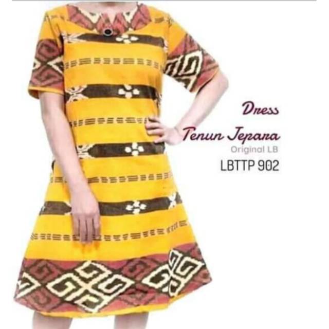 Dres tenun motif toraja kuning