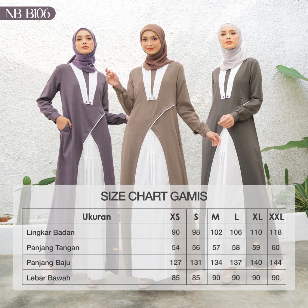 Nibras Gamis NB B106 Bahan Intrarami Twill mix Toyobo Dress Fashion muslimah Simpel Kekinian by Nibras bisa COD