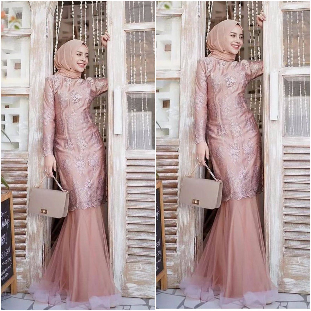 Baju Gamis Muslim Syari Terbaru 2022 2023 Model Duyung Baju Pesta Wanita Kondangan Kekinian Gaun Rem