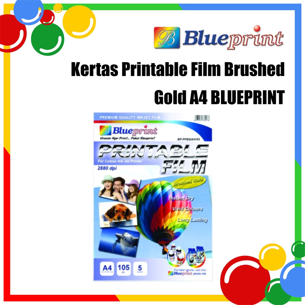 

Kertas Film / Brushed Gold Printable Film BLUEPRINT A4