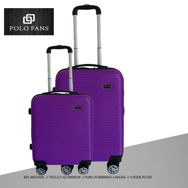 Paket 2in1 Termurah Koper Fiber ABS Hardcase dapat dua koper 20 dan 24 inch Polo Fans- UNGU