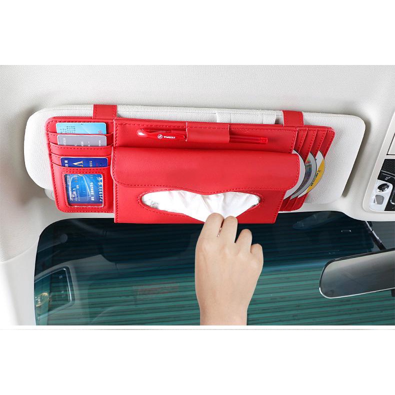 Sun Visor Tas Handuk Kertas Multi Fungsi Kulit Kartu SD Penyimpanan Pemegang Pena Kotak Tisu Mobil Naungan Kotak Kertas Handuk For Honda CITY JAZZ CIVIC HRV CRV BRV Accord Odyssey