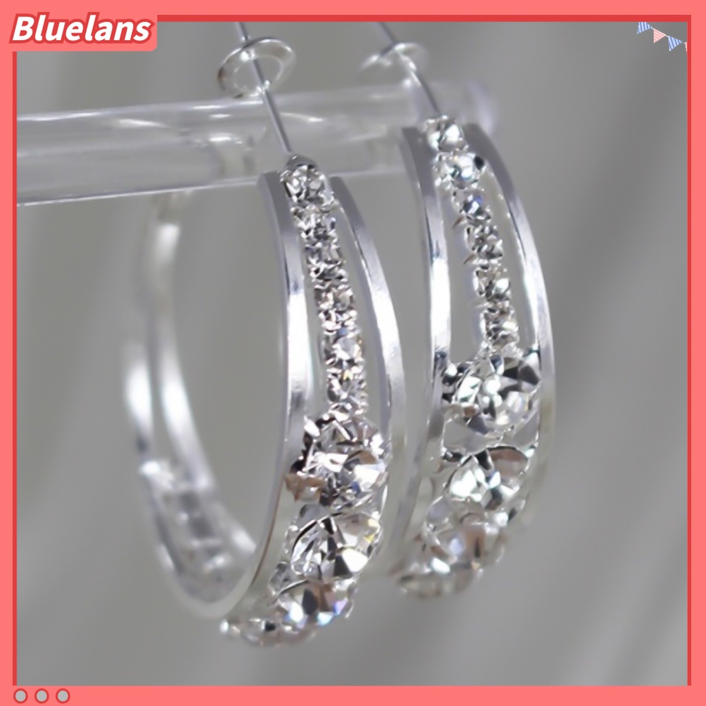 Anting Hoop Bahan Alloy Aksen Berlian Imitasi Untuk Pernikahan