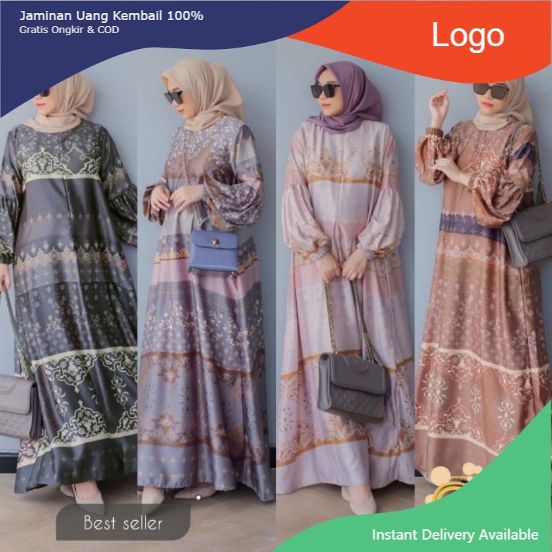 Jual Gamis Lebaran Maxmara Dior Silk Premium Mewah Elegan Busui Model Terbaru 2022 Fashion Wanita Mu