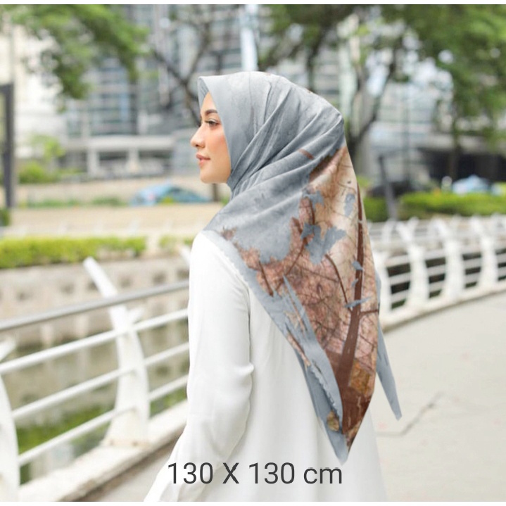 Diskon!! Hijab Voal Syar'i Ukuran 130 x 130 Jilbab Segiempat Syar'i Jumbo Kerudung Voal Motif Teak Series