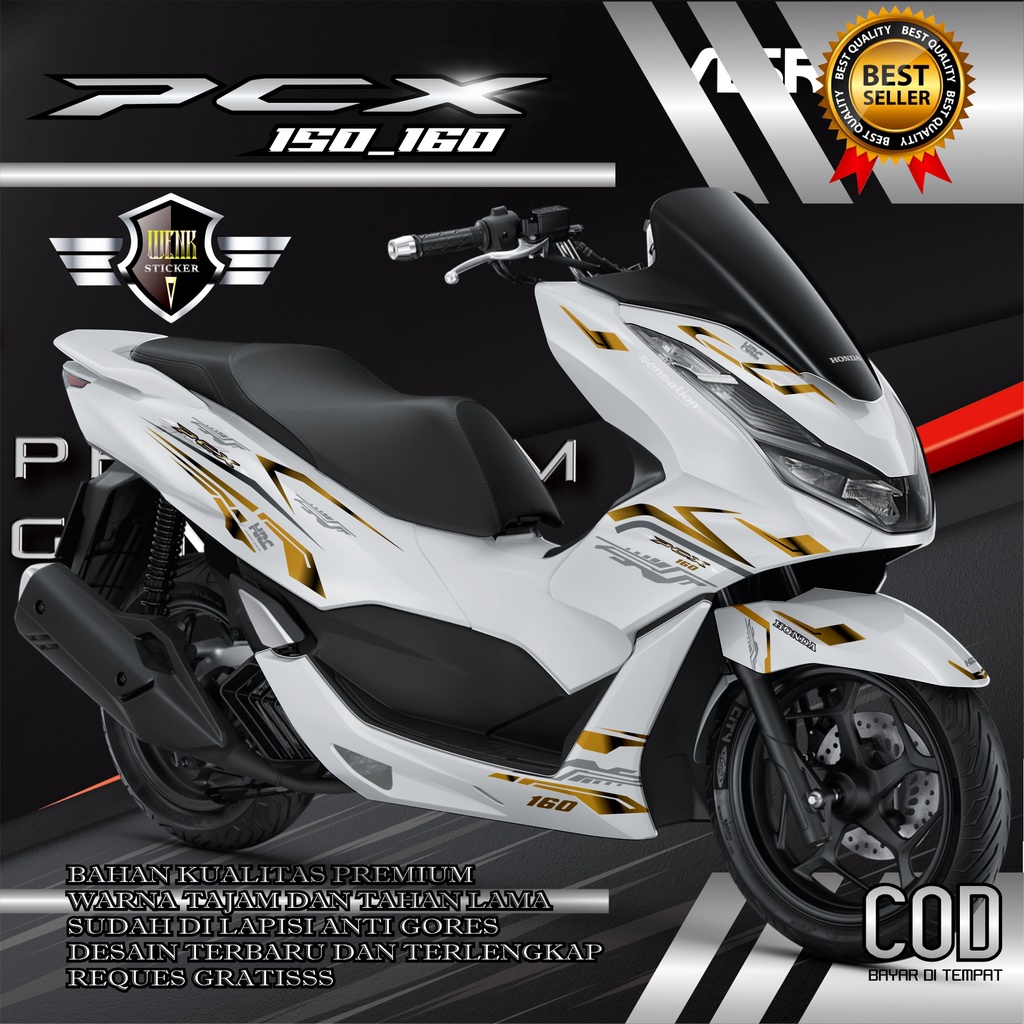 DECAL STICKER PCX 150_160 PUTIH Desain GRAFIS TERLARIS