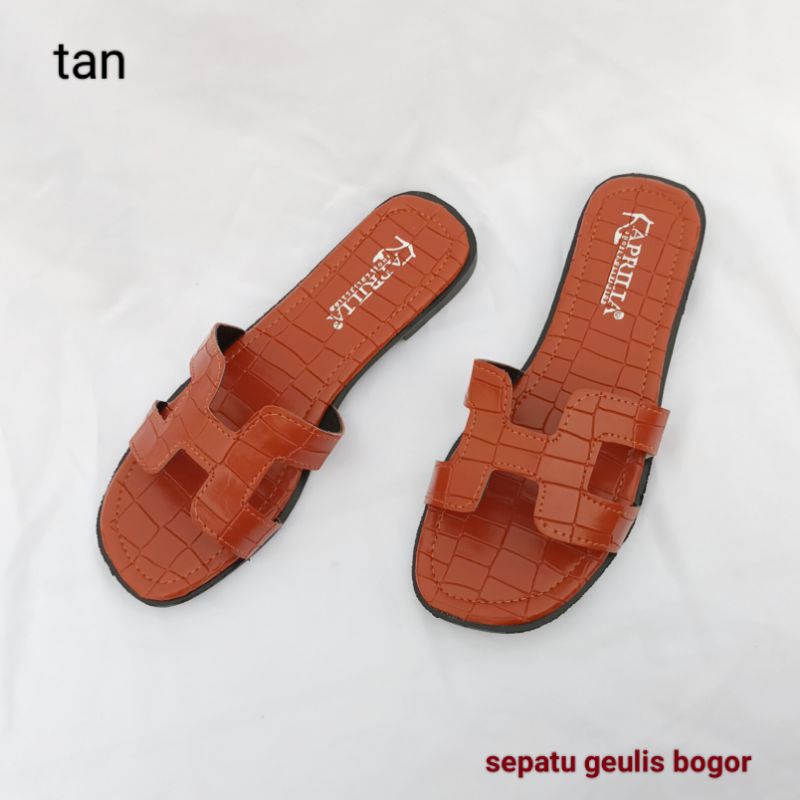 sandal teplek wanita kekinian/sendal selop wanita remaja terbaru bahan croco ermes/sandal rumah/cod