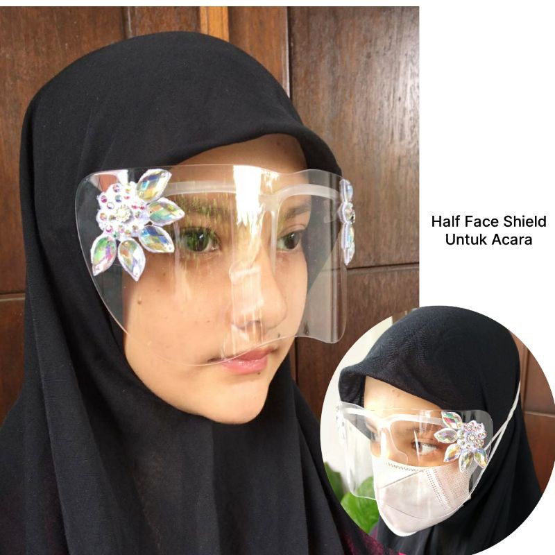 Half Face shield Akad Nikah Pernikahan Kondangan Aurel Artis OVER SIZE Swarovski Setengah Wajah