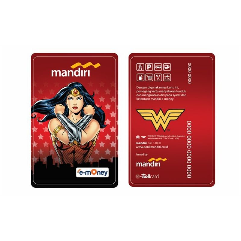 Mandiri eMoney DC Heroes - Wonder Woman /Wonderwoman Red ORI /Like eTOLL Tapcash Flazz or Brizzi