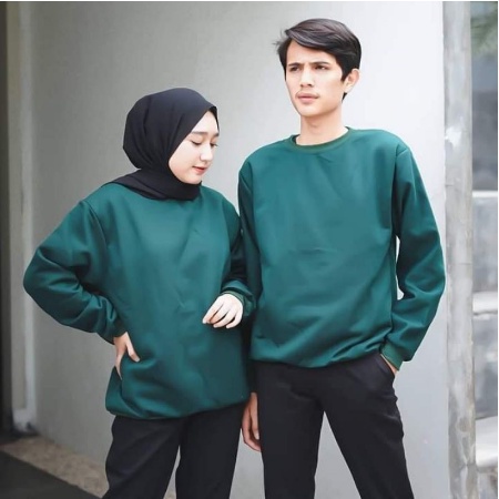 Crewneck Couple Pria Wanita Basic Polos Premium Bahan Fleece Tebal dan Halus harga MURAH