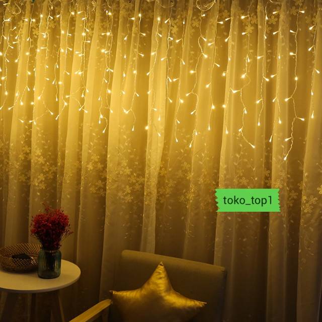 LAMPU NATAL TIRAI LED CURTAIN LIGHT | TUMBLR TIRAI LAMPU HIAS LAMPU KAMAR TIK TOK