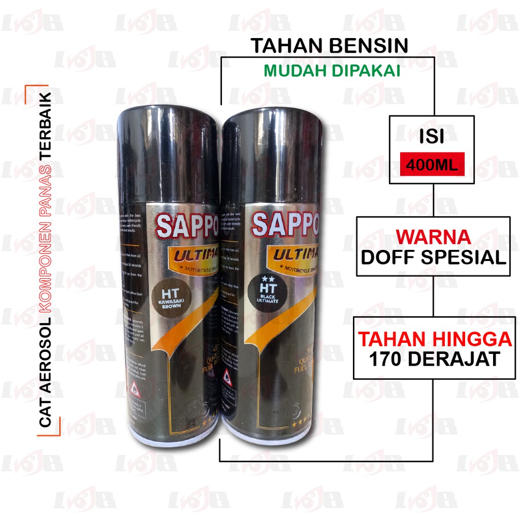 SAPPORO ULTIMATE Hi-Temp Black Brown Magnesium Seri Anti Tahan Panas Api Cat Semprot Aerosol Paint