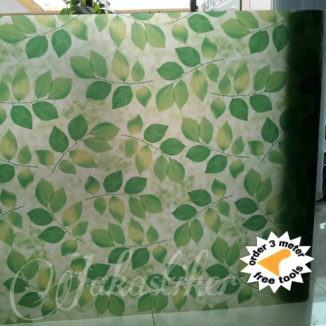 STIKER KACA/KACA FILM/SANBLAS/MOTIF DAUN HIJAU/