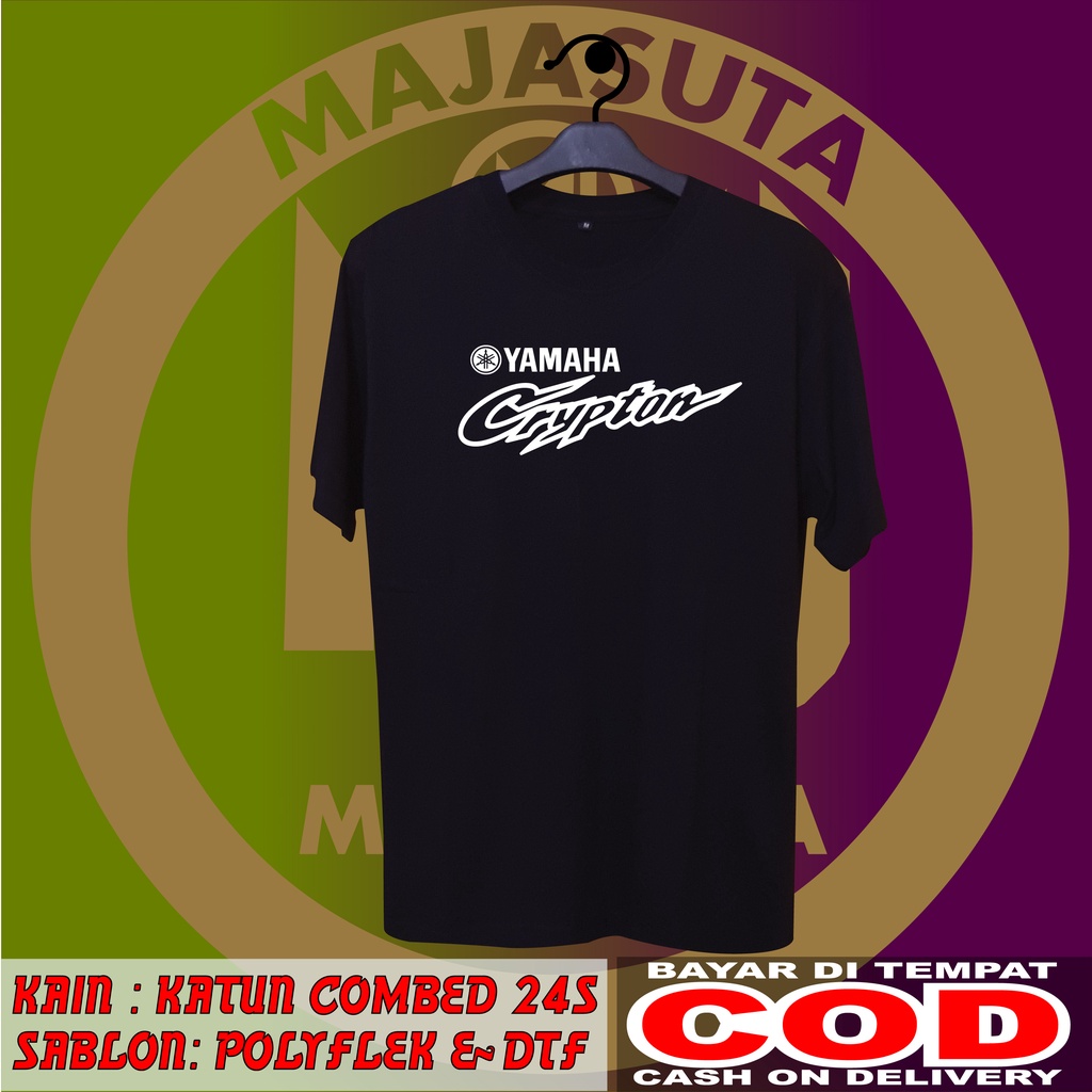 KAOS YAMAHA CRYPTON SABLON DEPAN SAJA  KATUN COMBED 24S TEBAL//BISA COD//KAOS DISTRO//KAOS MOTOR//KA
