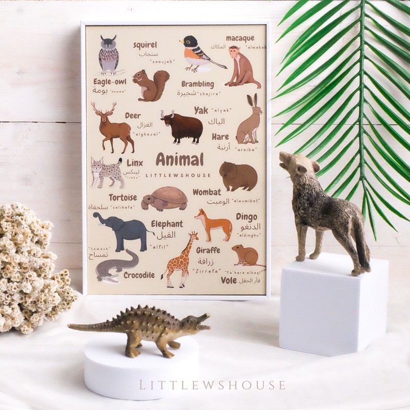 Poster Edukasi Anak Balita - / Poster edukasi anak / Animal Preschooler Wall Art - Boho