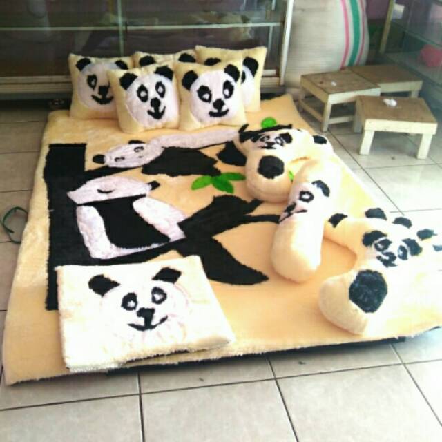 Fullset Karpet Karakter Bulu Rasfur Motif Panda
