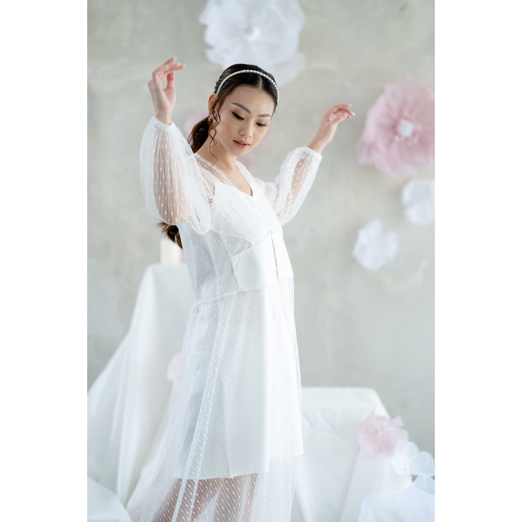 Serenity Tulle Obi Robe- FAE Collection- Kimono Pengantin Bride Robe Maternity Robe Premium 3D Brokat Wedding Robe