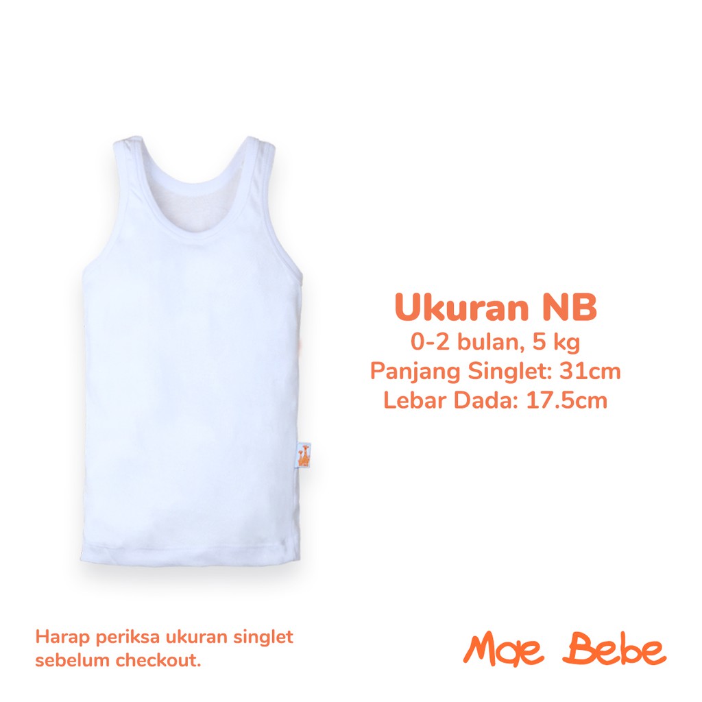  Ukuran  NB Velvet Junior Singlet  Kaos  Dalam Bayi Newborn 