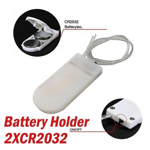 2X CR2032 Battery Holder Coin Cell Button Battery Battre Baterai Holder Kotak Tempat Case 2x2032 Swi