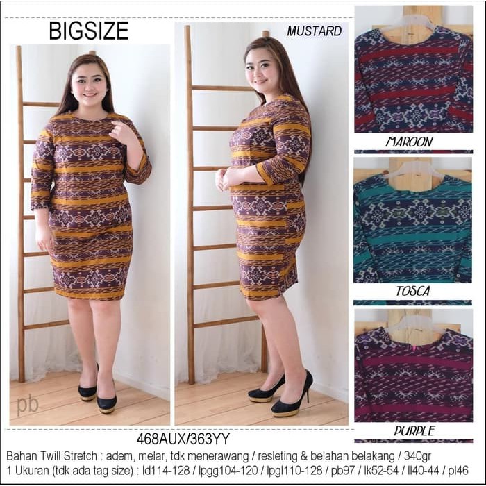 Bigsize Dress Batik Jumbo Dress Batik Big size Baju Terusan 363YY Limited