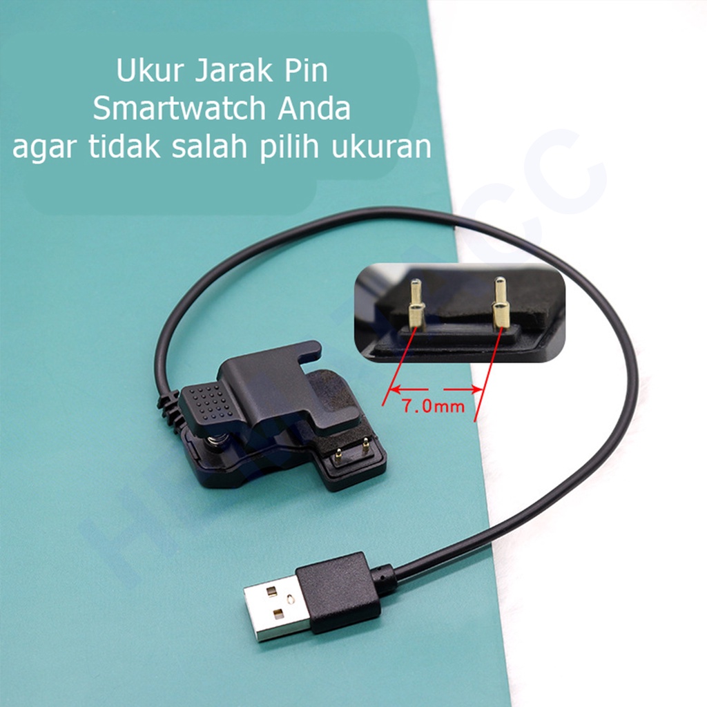 Universal Kabel Charger Smartwatch Tipe Jepit  2 Pin 3mm / 4mm / 7mm &amp; 3 Pin 6mm