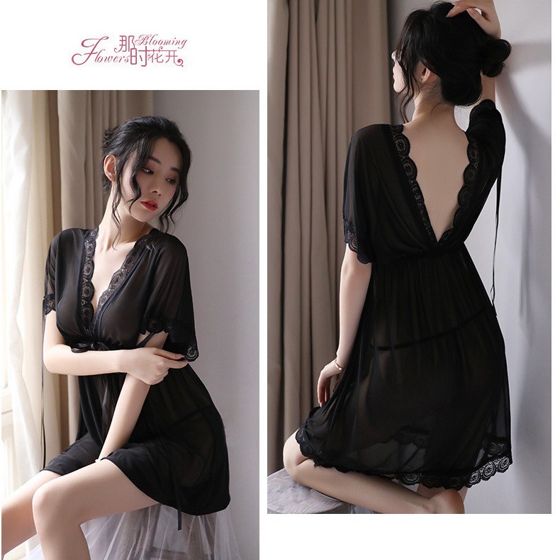d1976 Baju Haram Lingerie Lingeri Lingery Wanita Jumbo Sexy Hot Size M L XL 2XL 3XL OFL-F352-Hitam