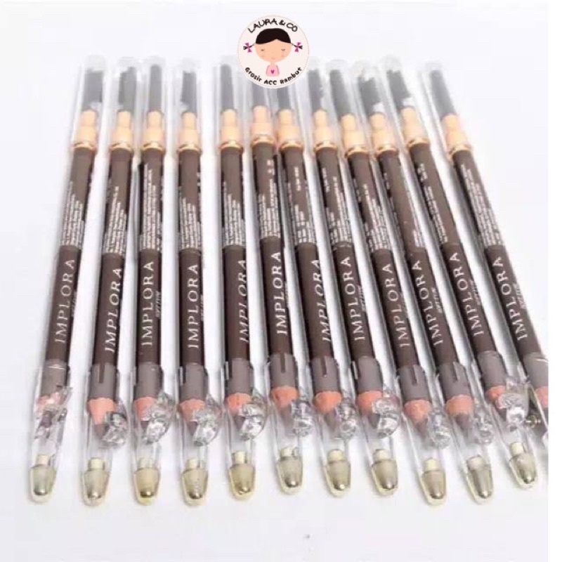 PENSIL ALIS LUSINAN 12PC IMPLORA COKLAT HITAM EYEBROW IMPLORA