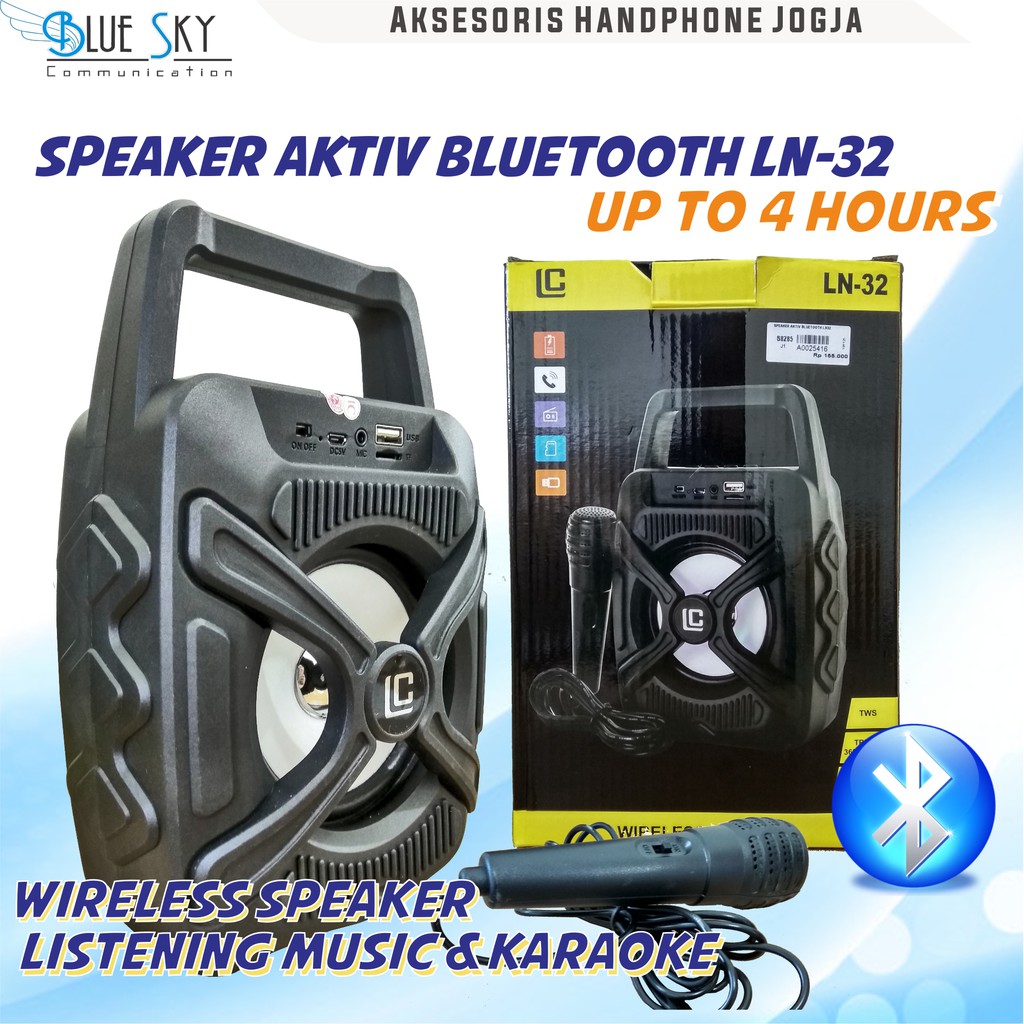 SPEAKER AKTIF BLUETOOTH LN32 PORTABLE MICROPHONE KARAOKE LED LIGHT