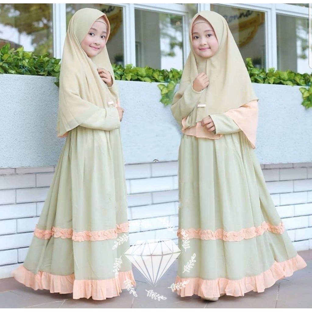 ADINDA SYARI KIDS 6-8 Tahun MOSCREPE Dapat GAMIS + HIJAB Gamis Anak Perempuan Gamis Anak Murah 2021