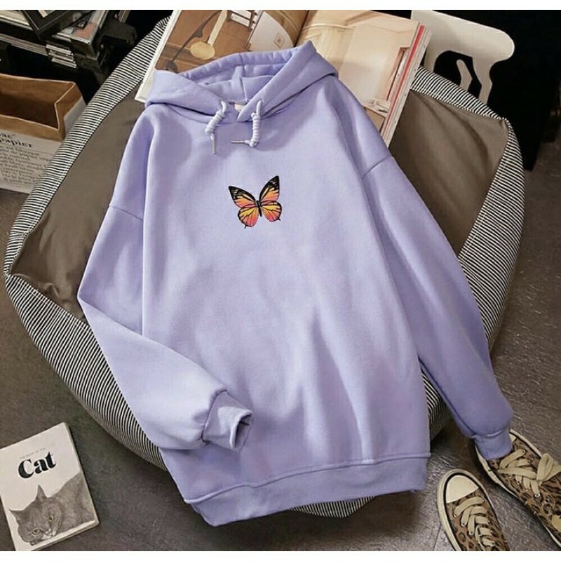 BUTTERFLY HOODIE WANITA - ATASAN LEMBUT TEBAL PREMIUM