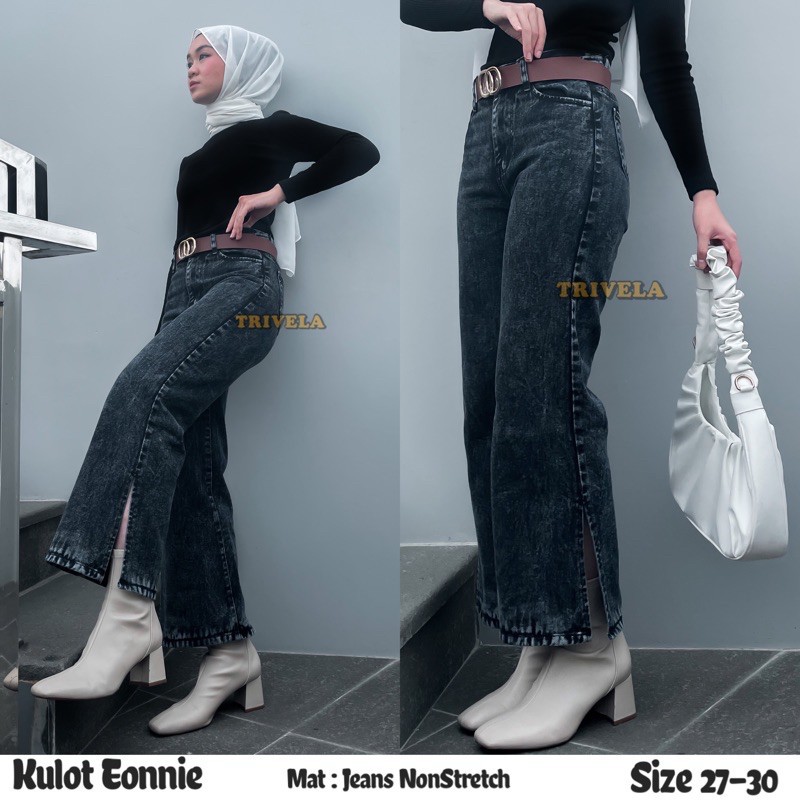 KULOT JEANS PREMIUM BELAH SAMPING // EONNI KULOT JEANS PREMIUM