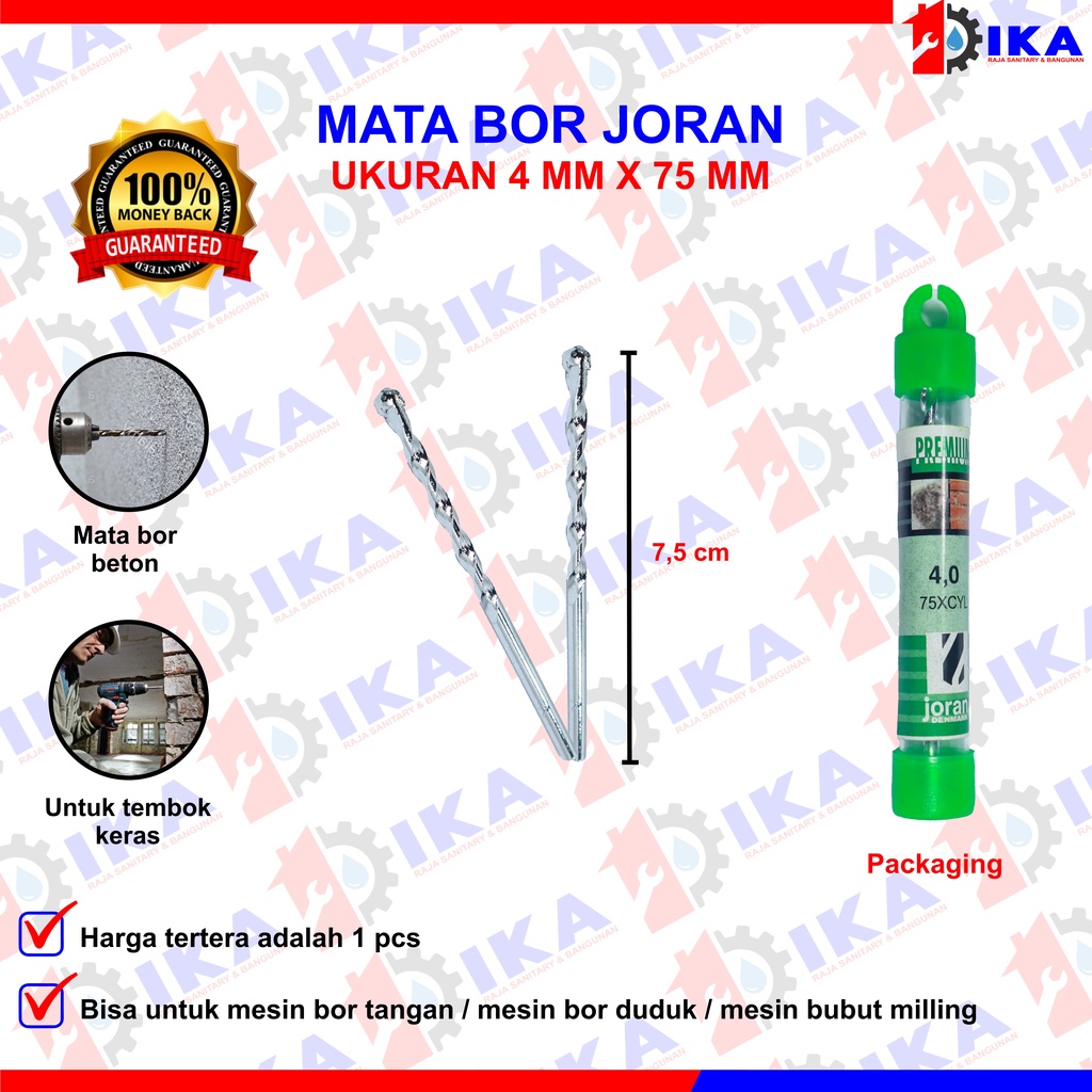 BOR BETON,  MATA BOR BETON JORAN SIZE 4 5 6 8 10 12 MM TEMBOK KUAT OBENG KUALITAS BAGUS TEBAL TAJAM Mata Bor Hole Saw Lubang Tembok Beton Hole Saw Hollow Core Hole Saw Pelubang Beton Tembok Pipa