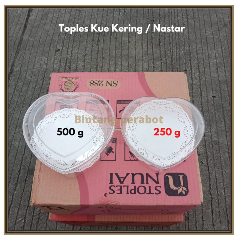 Toples Kue Kering Bentuk Hati Nuai SN 288 Ukuran 250 gr / Toples Nuai SN 528 Ukuran 500 gr / Toples Kue Mika Bentuk Hati