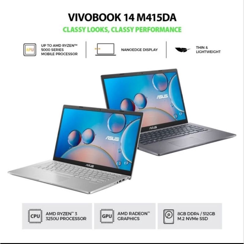 ASUS M415DAO Ryzen 3 3250U RAM 8GB SSD 512GB