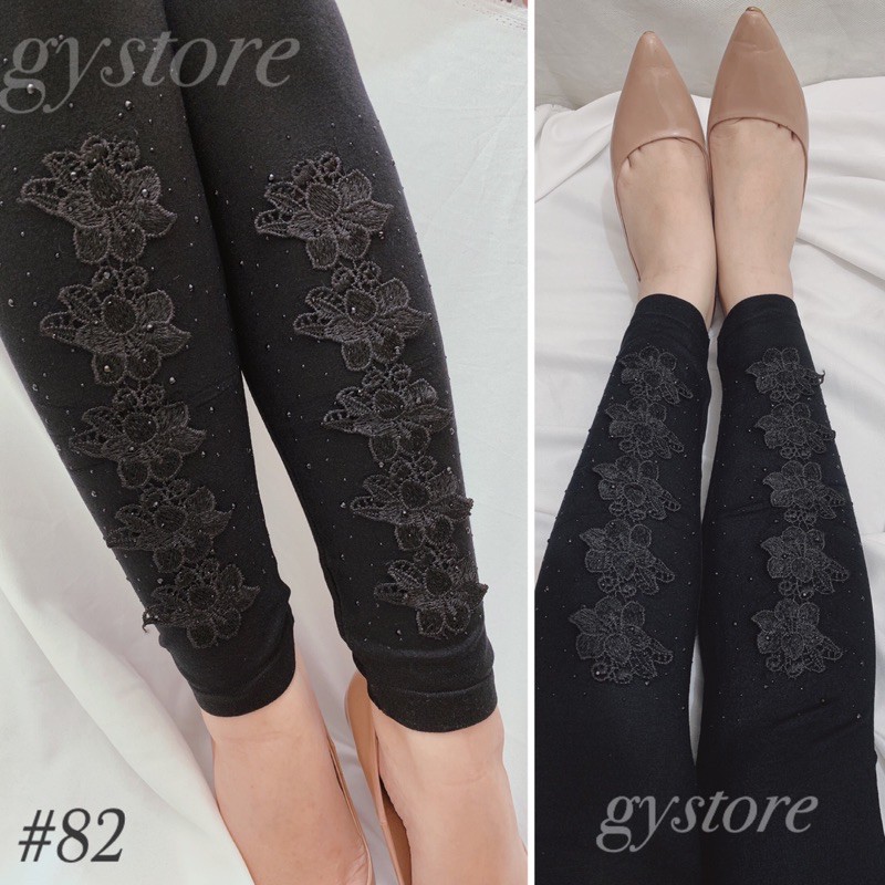 Celana Legging Wanita | Legging Jumbo | Legging Tebal | Legging Brukat Hitam fit to S-XXL