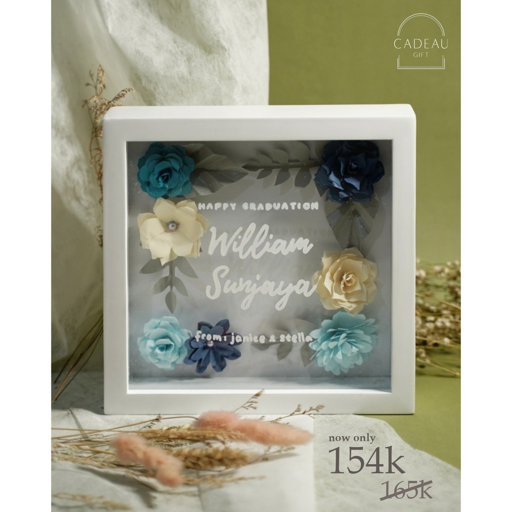 Download Custom Shadow Box Frame 3d Box With Paper Flowers In Frame Shape Shopee Indonesia