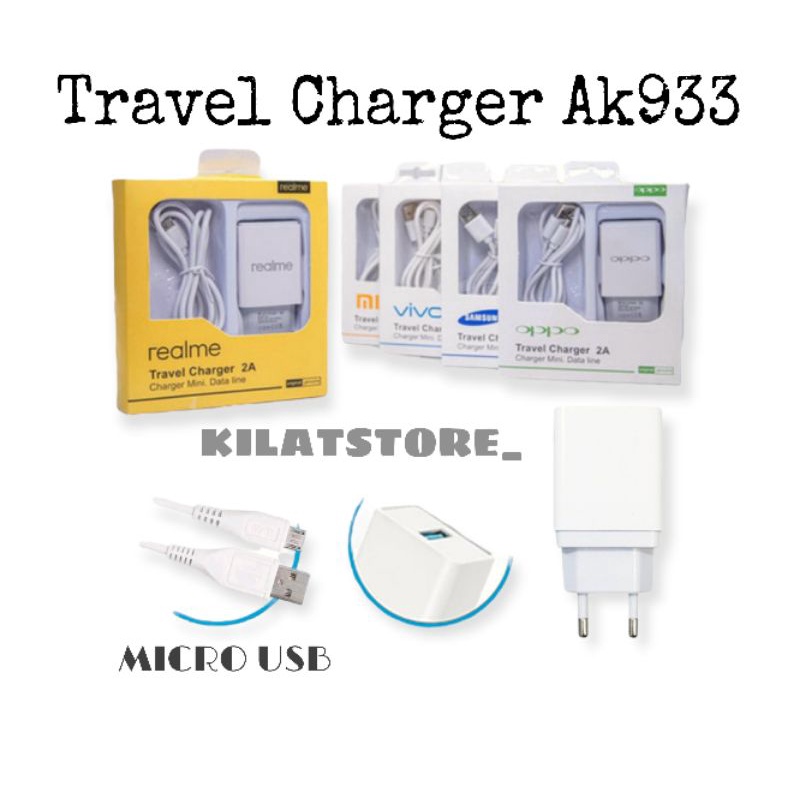 Charger/ Casan Brand AK933 New 1 USB Micro, Type C With Kabel Data 1M