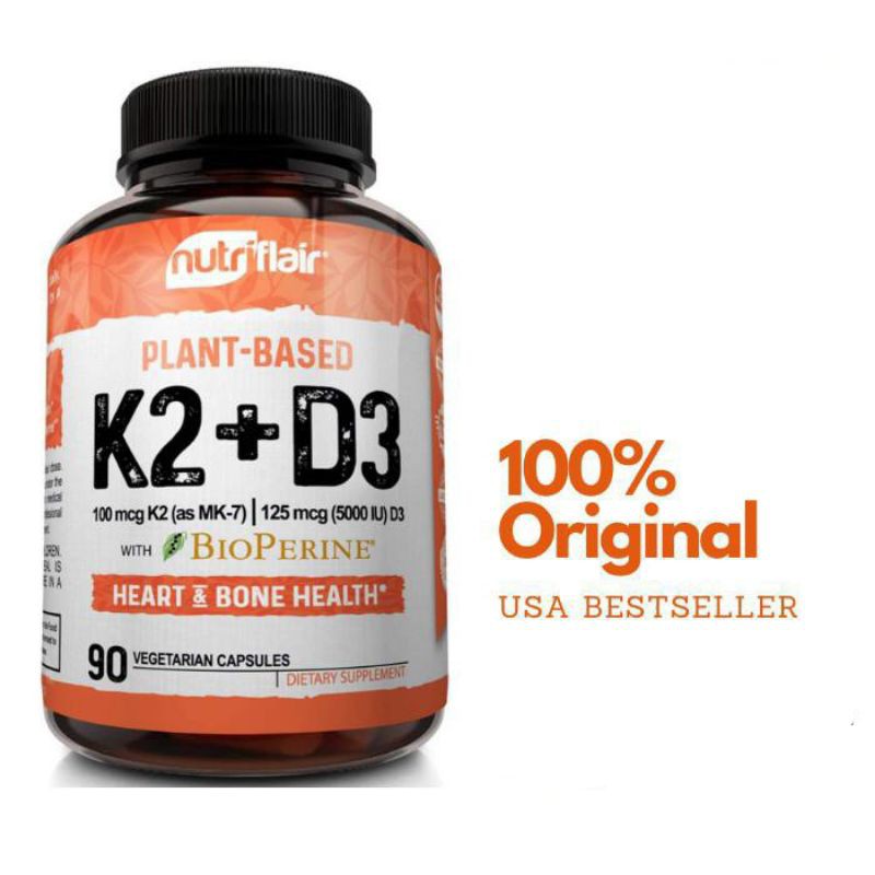 Nutrisi Tulang Daya Tahan Kekebalan Imun Tubuh Jantung Darah Vitamin K2 + D3 Suplemen Nutriflair